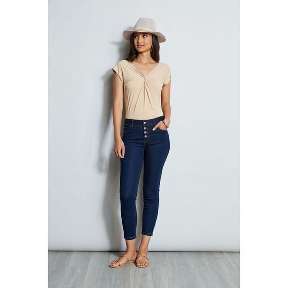 TAHARI Emily SKINNY BUTTON DENIM capri JEANS size 6 BNWT - Picture 2 of 11